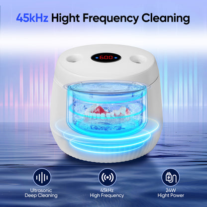 MySmile 45kHz Portable Ultrasonic Retainer Cleaner UVC Sterilizer Machine Dental Cleaning Pod for Denture Cleanser, Invisalign Aligner, Braces, Mouth Guard,Jewelry, 2 Modes