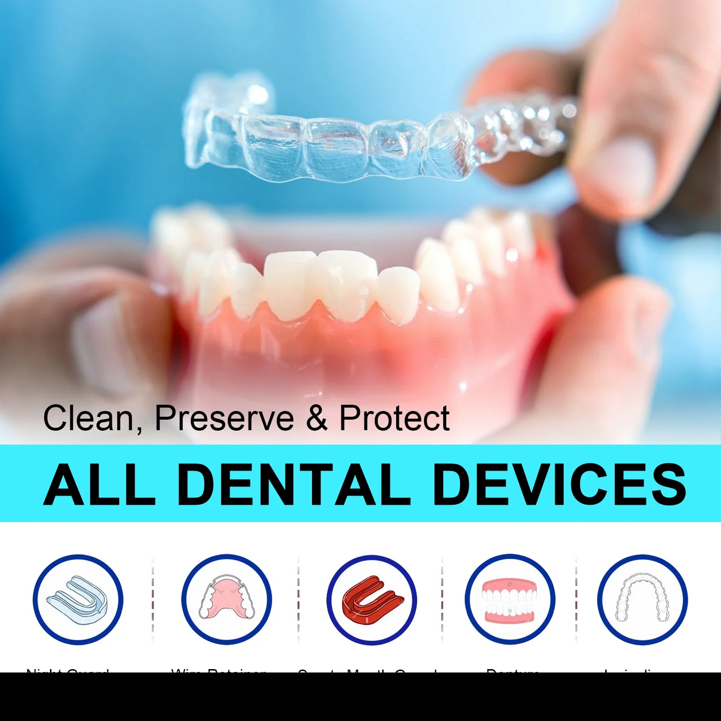 MySmile 120pc Retainer Cleaner Tablets Denture Cleanser for Invisalign, Teeth Whitening Tray, Mouth Guard Cleaner, Water Flosser Tank, Tea & Coffee Cup, Fast Remove Stains,Mint